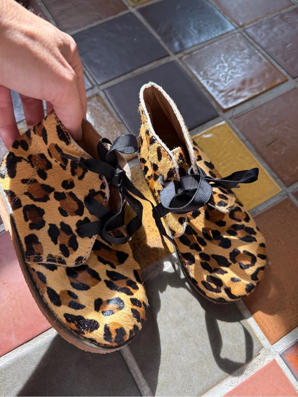 Polo Ralph Lauren Calf Hair Leopard Boots Kids Size 8